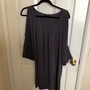 gray dress with open long sleeves